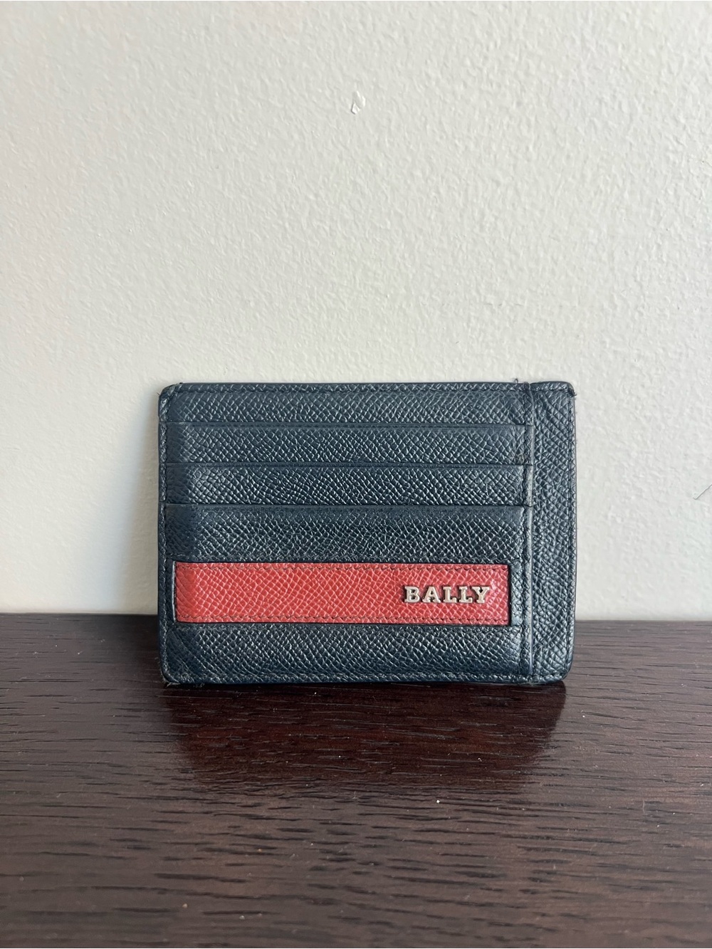 Bally Navy and Red Leather Card Holder